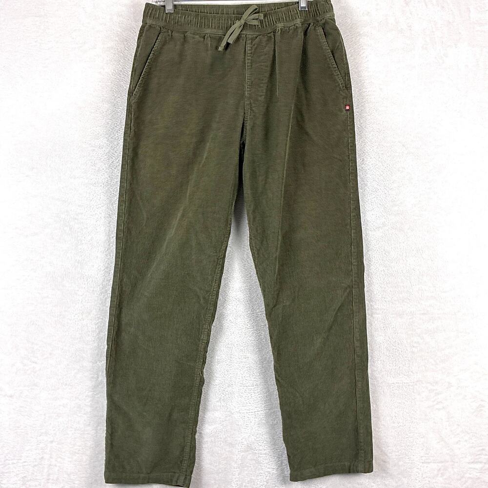 Quiksilver Pants Mens M Green Corduroy Drawstring Preppy Classic SoCal Surf
